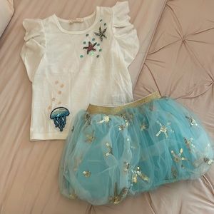 Truly Me Mermaid Flutter Top and Puff Tutu Skirt